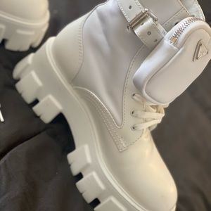 White Prada boots 35.5